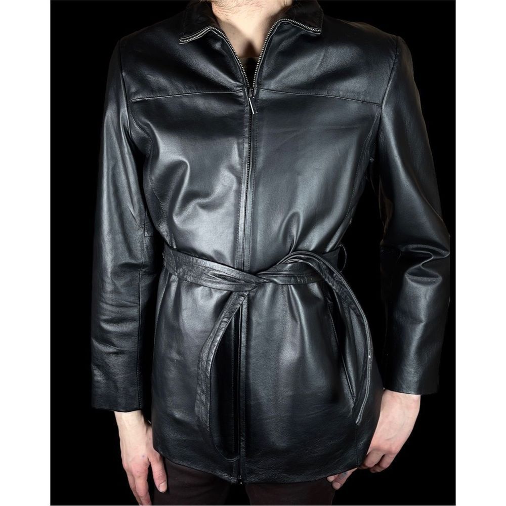 Leather Jacket Vintage Black Blazer Coat Women's Men's L Motorcycle Outerwear